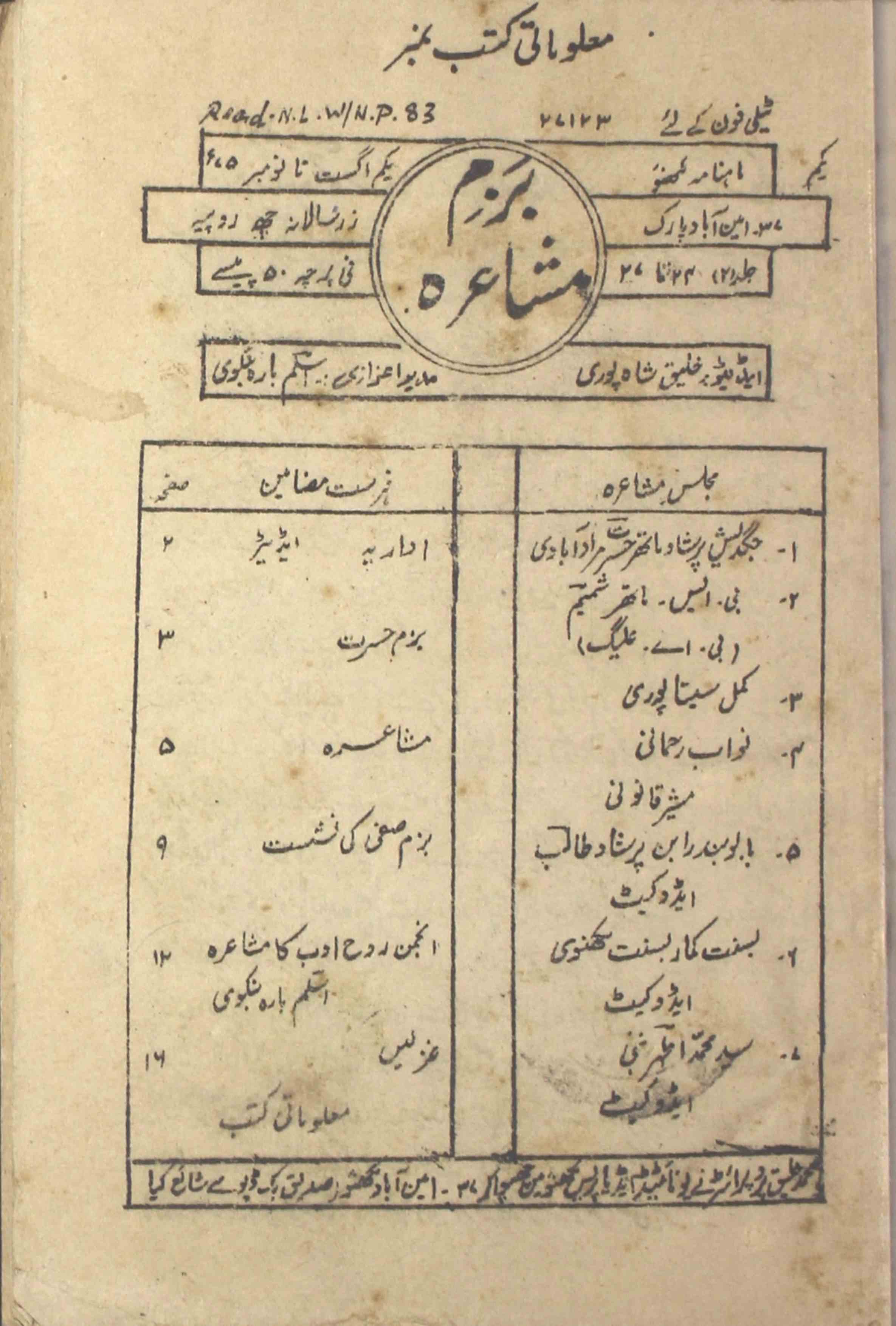 Bazm Mushaira  Jild 2 No 24,27  Aug-Nov  1975-Svk