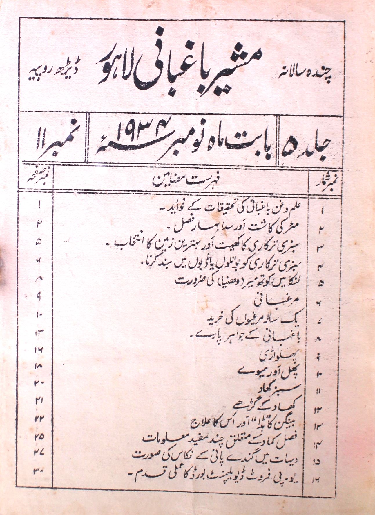 Mushir Baghbaani Jild 5 No 11 November 1934-SVK-Shumara Number-011