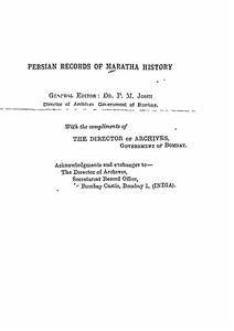 Persian Records Of Maratha History