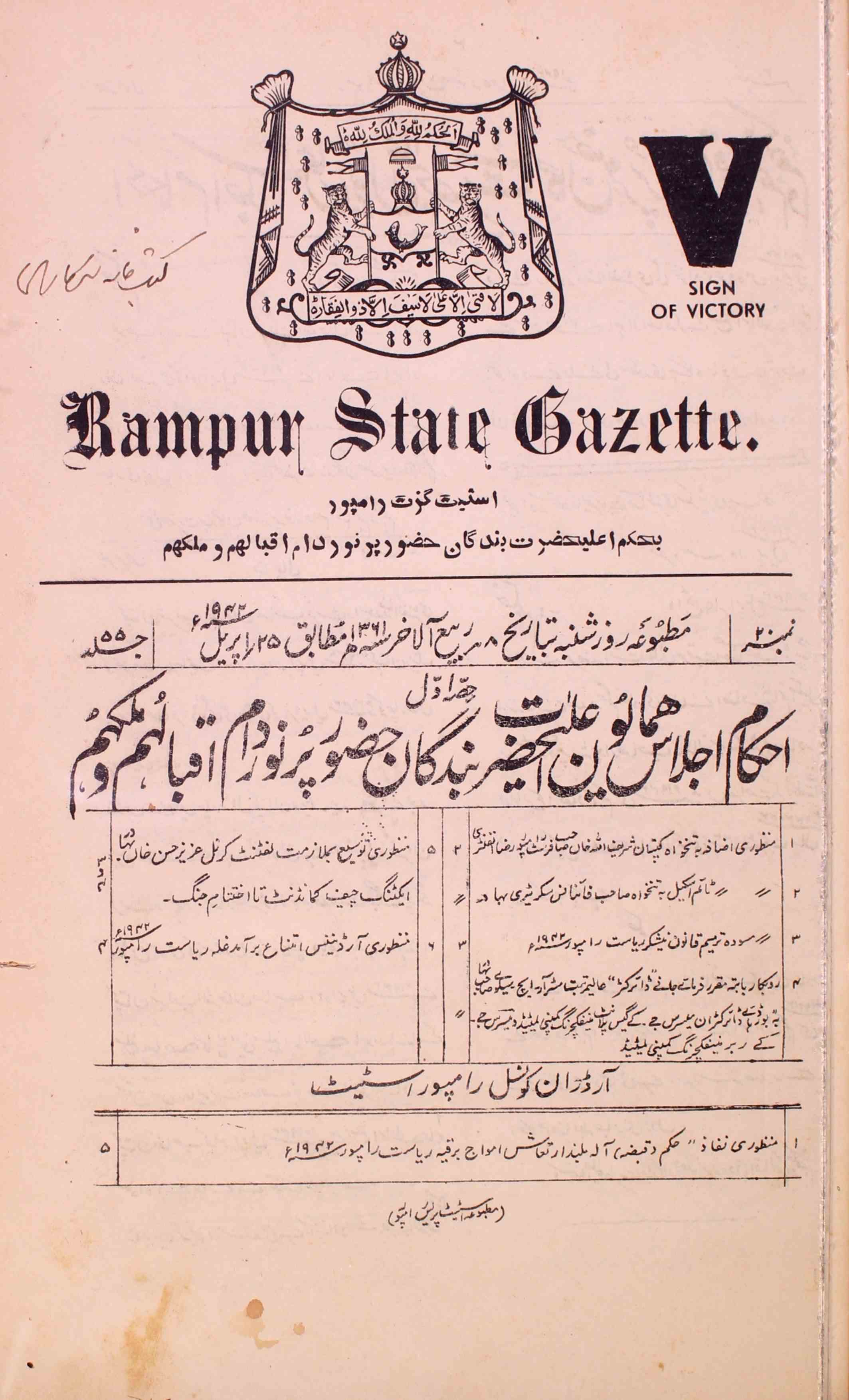 Rampur State Gazette-55 Number-20,1-Shumara Number-020