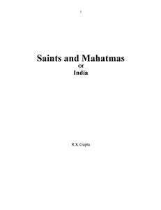 Saints and Mahatmas of India