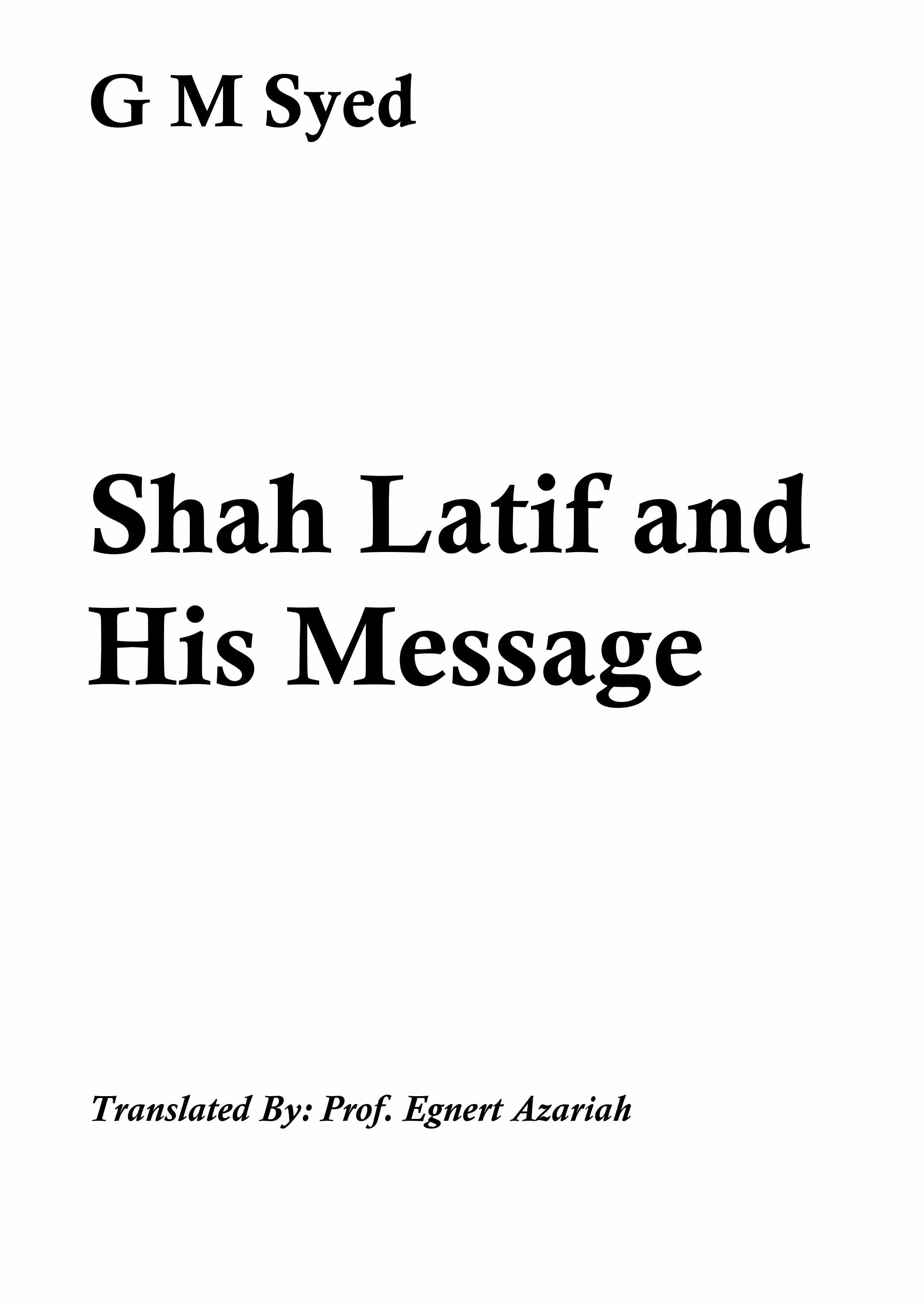 shah lateef and his message