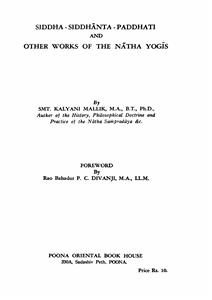 siddha siddhanta paddhati and other works of the natha yogis