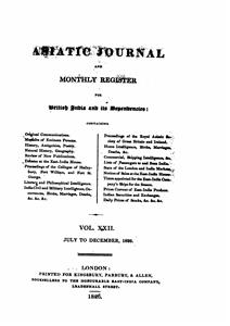 The Asiatic Journal And Monthly Register, London
