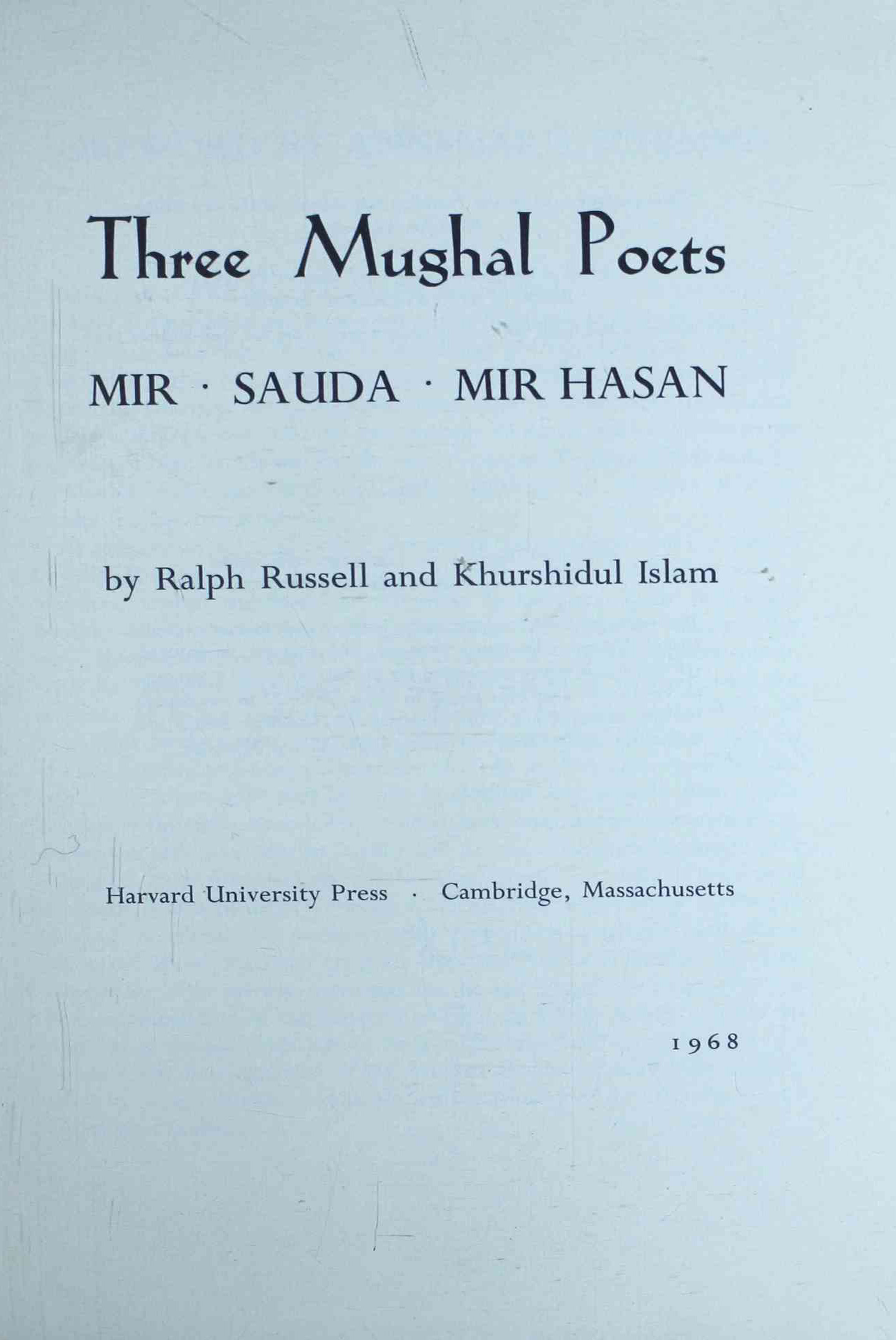 Three Mughal Poets : Meer Suda Meer Hasan